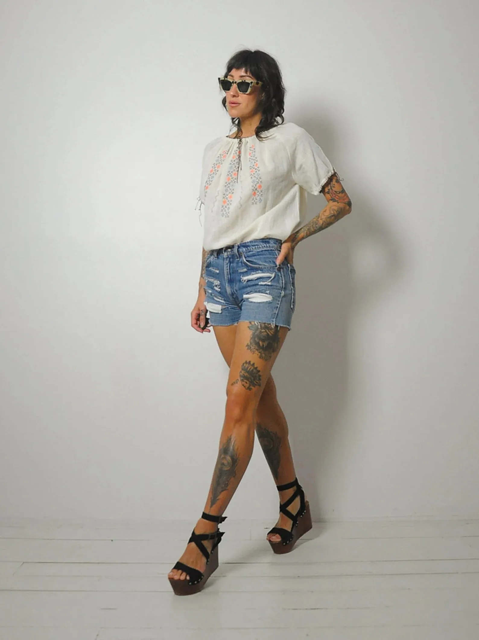 1980's Levi's Ripped & Frayed Cut Offs