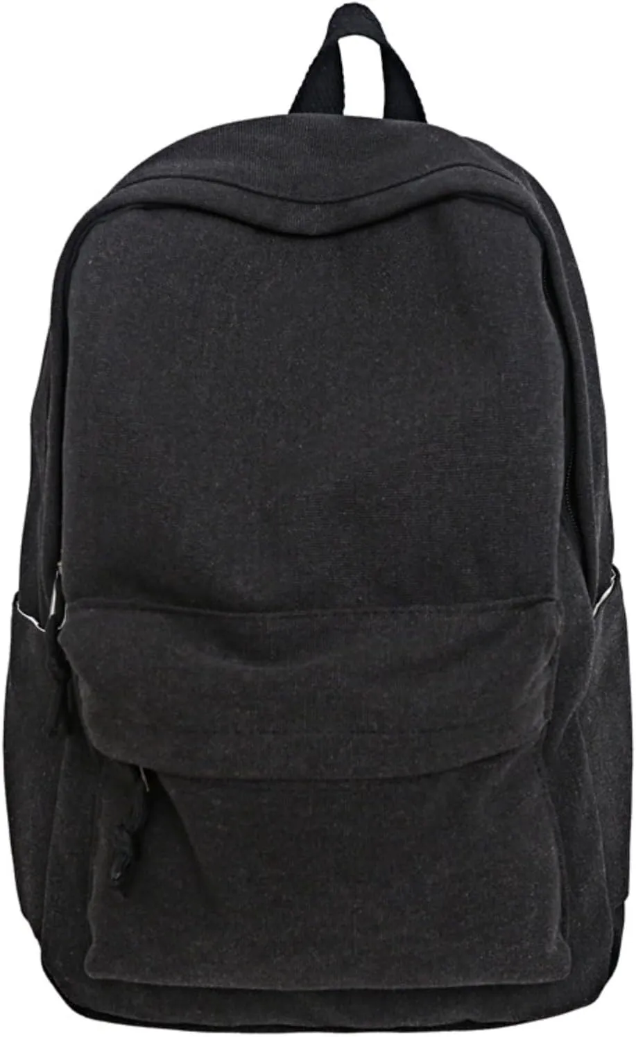 Aesthetic Canvas Laptop Backpack for Women Work Vintage Lightweight Durable Travel Rucksack Classic College Daypack (Black)