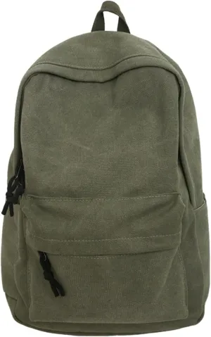 Aesthetic Canvas Laptop Backpack for Women Work Vintage Lightweight Durable Travel Rucksack Classic College Daypack (Green)
