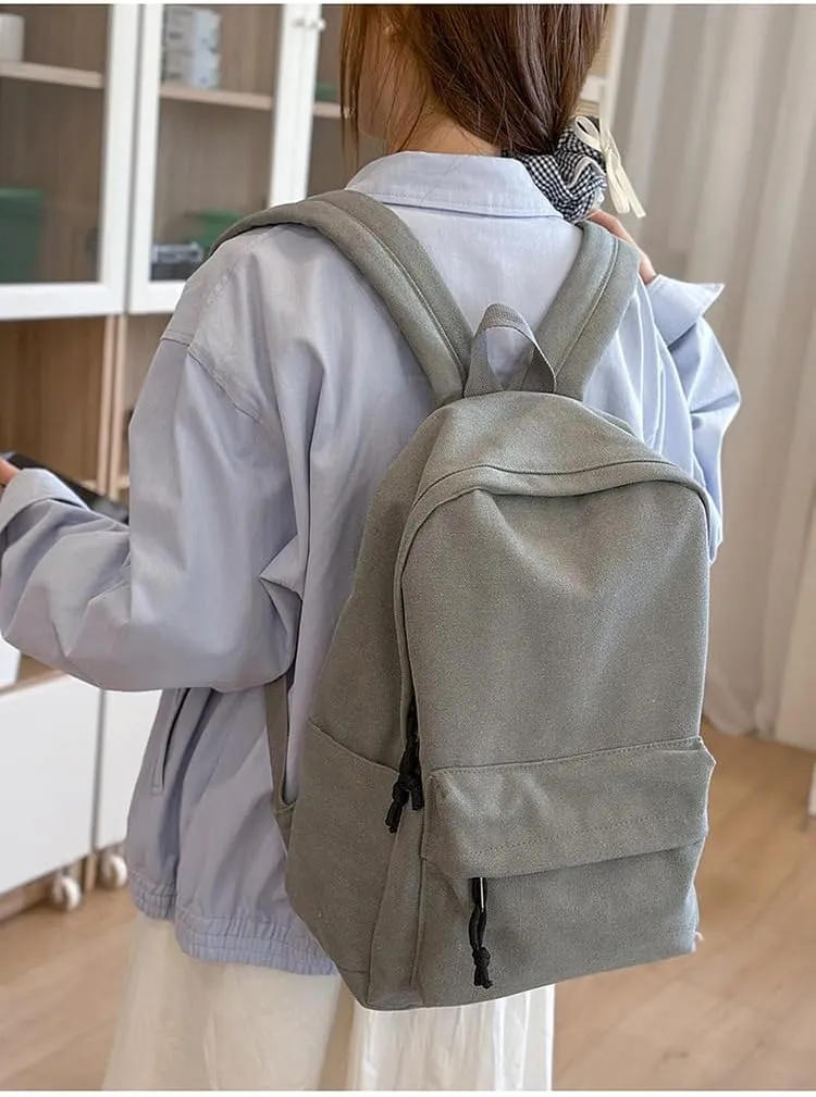 Aesthetic Canvas Laptop Backpack for Women Work Vintage Lightweight Durable Travel Rucksack Classic College Daypack (Red)