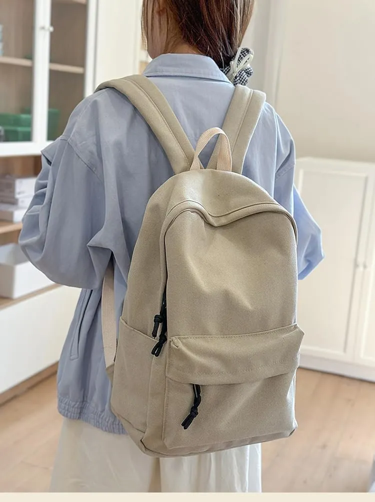 Aesthetic Canvas Laptop Backpack for Women Work Vintage Lightweight Durable Travel Rucksack Classic College Daypack (Red)