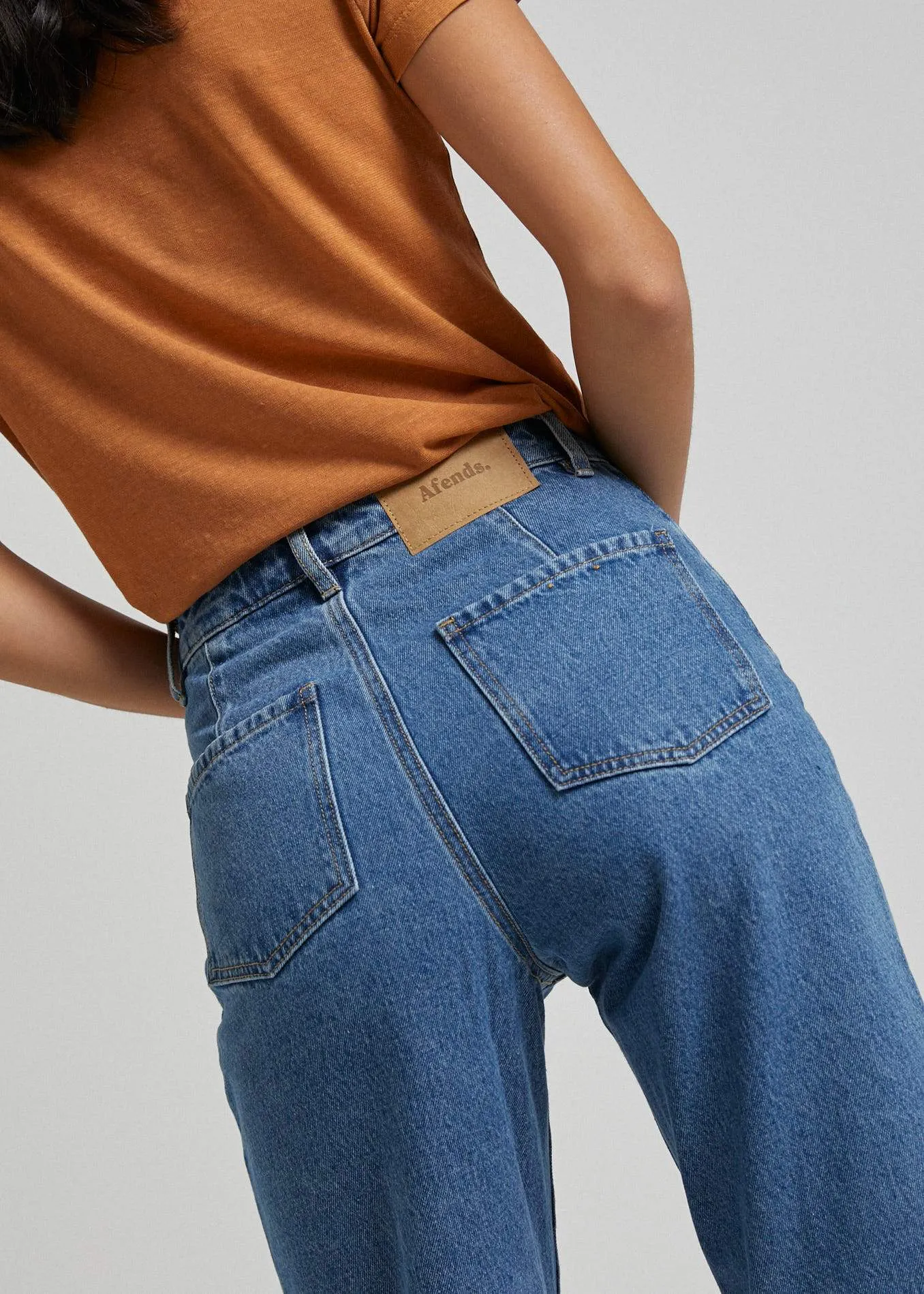 Afends Womens Shelby - Denim High Waist Wide Leg Jeans - Classic Blue