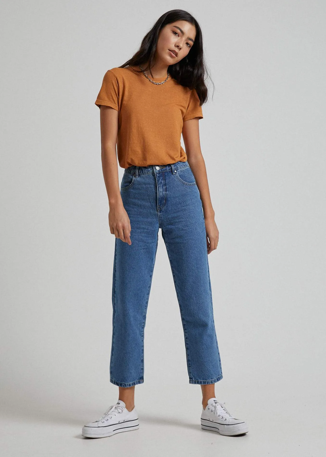 Afends Womens Shelby - Denim High Waist Wide Leg Jeans - Classic Blue
