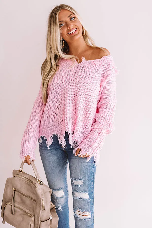 Always Fashionably Late Knitted Hoodie In Pink