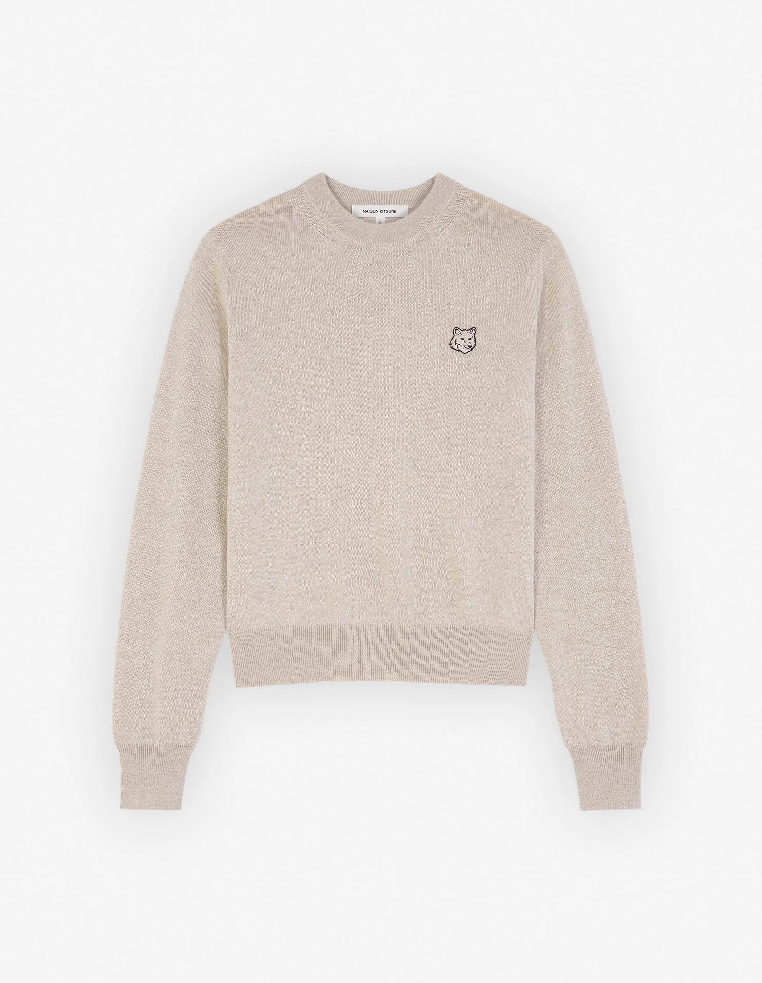 Bold Fox Head Patch Regular Jumper Light Beige Melange