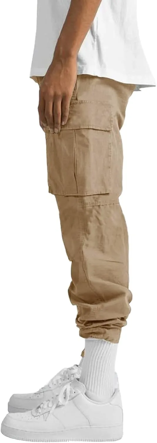 Cargo Sweatpants for Men Big and Tall Waist Plaid Casual Pants Gym Workout Athletic Pants Mens Outdoors Jogger Pants