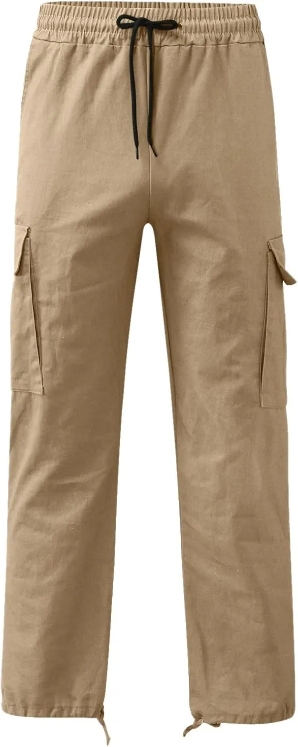 Cargo Sweatpants for Men Big and Tall Waist Plaid Casual Pants Gym Workout Athletic Pants Mens Outdoors Jogger Pants