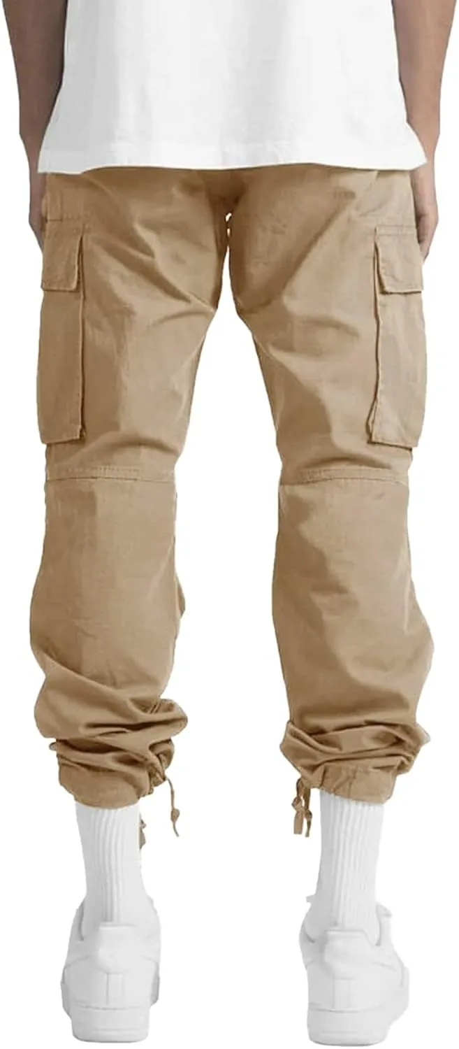 Cargo Sweatpants for Men Big and Tall Waist Plaid Casual Pants Gym Workout Athletic Pants Mens Outdoors Jogger Pants