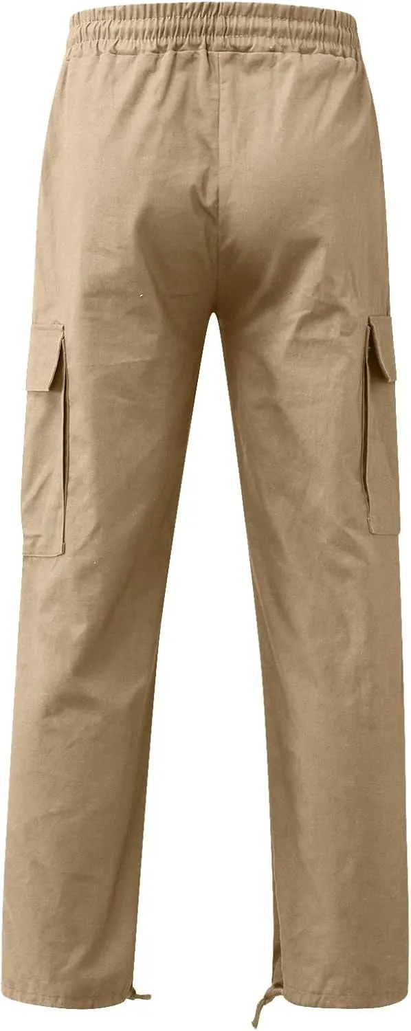 Cargo Sweatpants for Men Big and Tall Waist Plaid Casual Pants Gym Workout Athletic Pants Mens Outdoors Jogger Pants