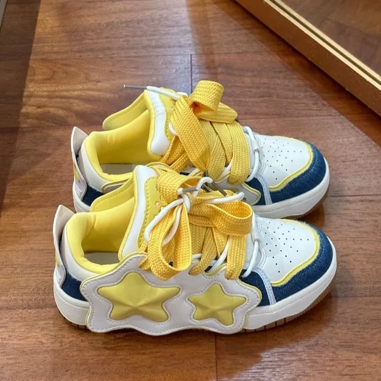 Casual Walking Shoes Star Y2k Aesthetic Cute Women's Platform Sneakers Colorful Fashion Chunky Dad Sneakers Thick Sole