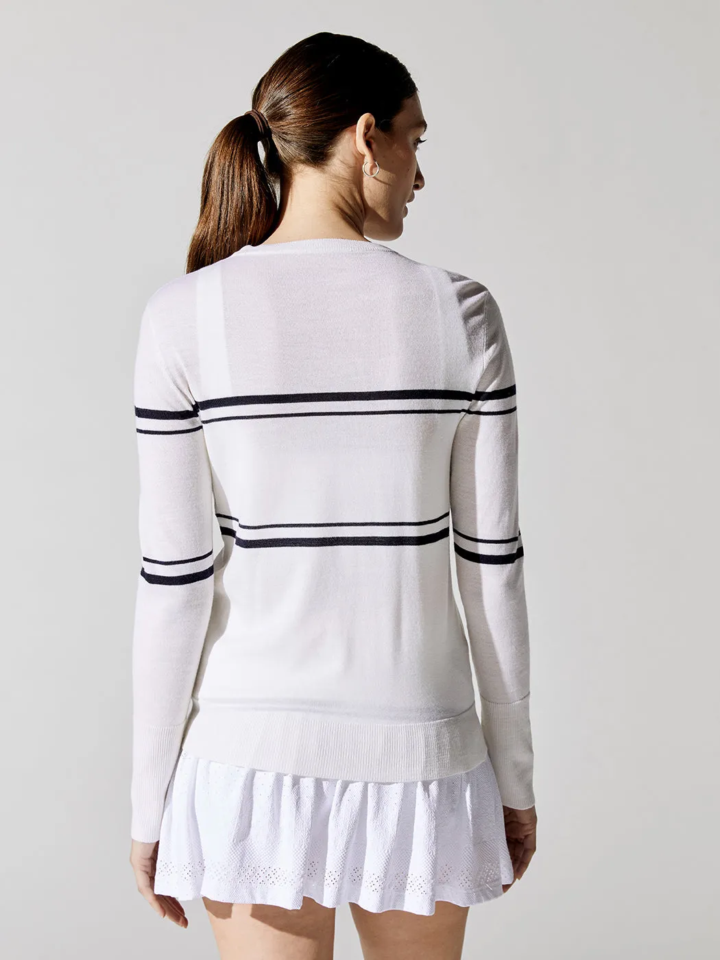 Club Sweater - White With Navy Stripes