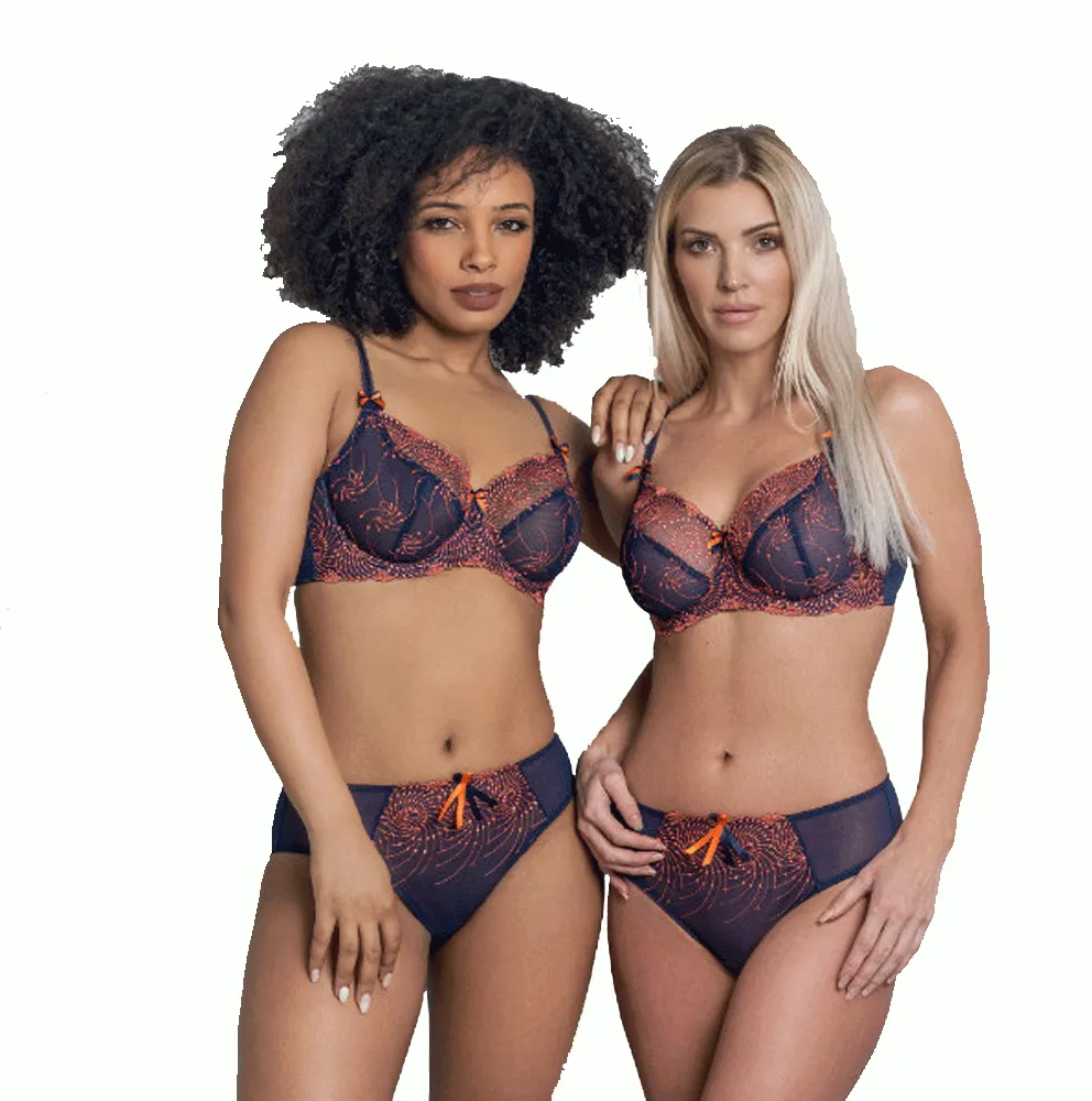 Fit Fully Yours Nicole See-Thru Underwire Lace Bra, Navy Coral | Navy Blue Fit Fully Yours Nicole Bra