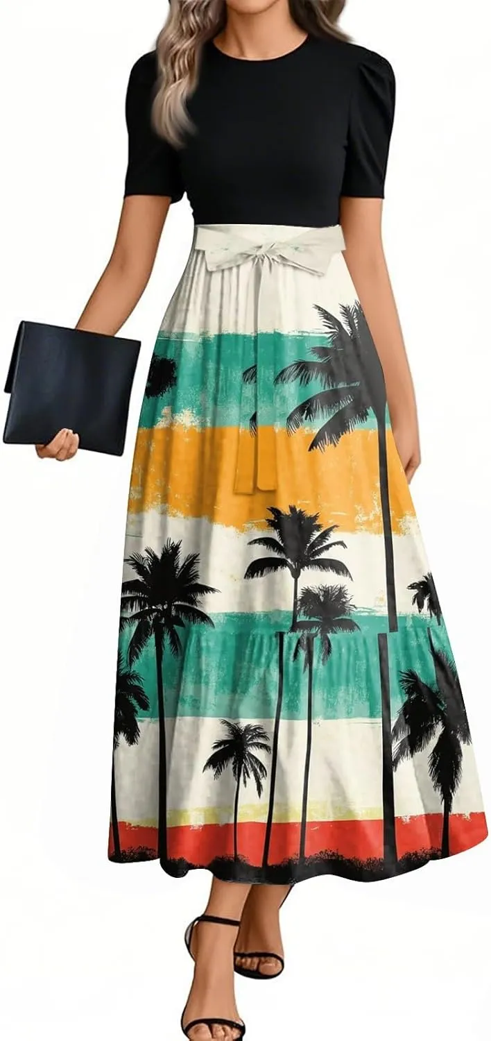Flower Print Dresses for Women 2025, Trendy Beach High Waisted Vacation Casual Spring Womens Sundress