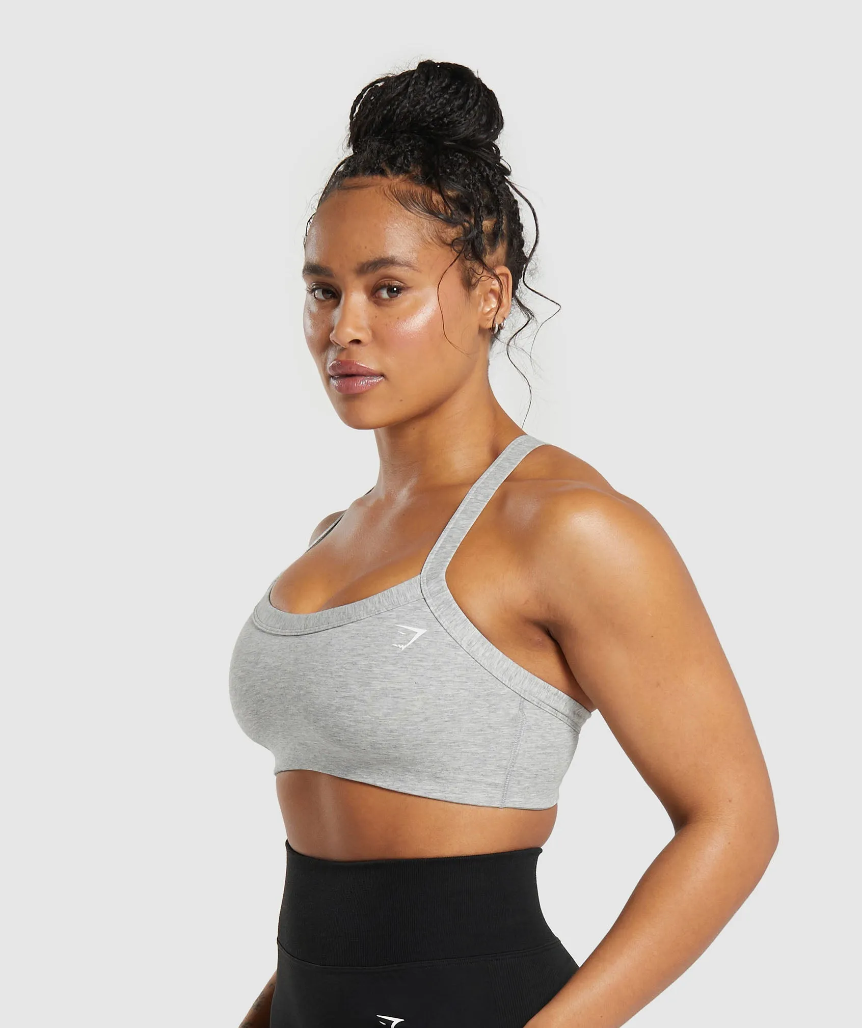 Gymshark Cotton Lifting Sports Bra - Light Grey Core Marl