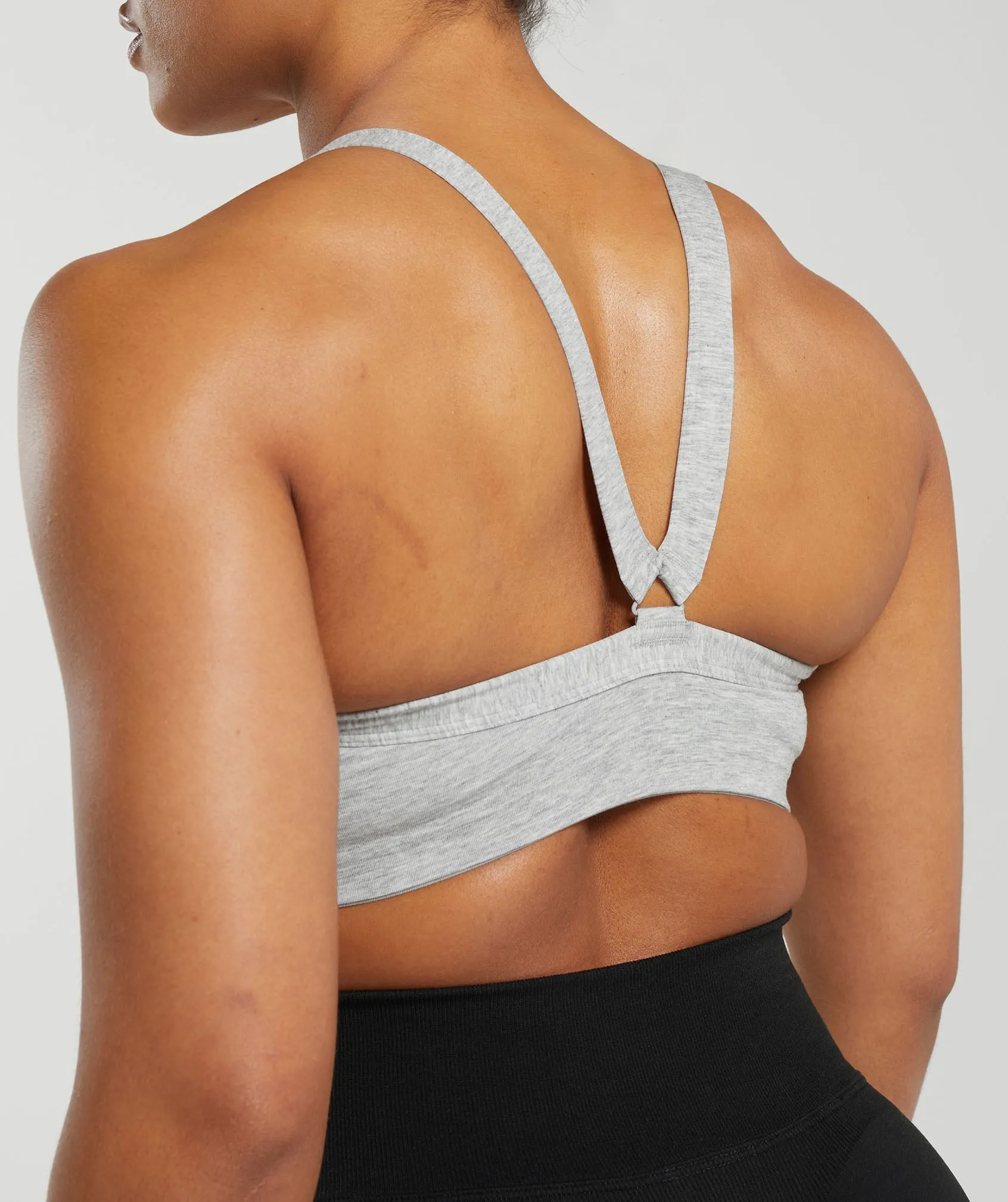 Gymshark Cotton Lifting Sports Bra - Light Grey Core Marl