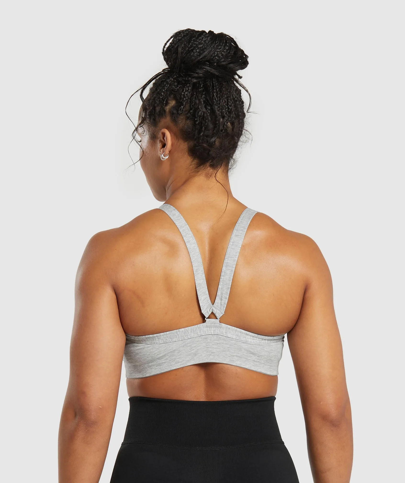 Gymshark Cotton Lifting Sports Bra - Light Grey Core Marl