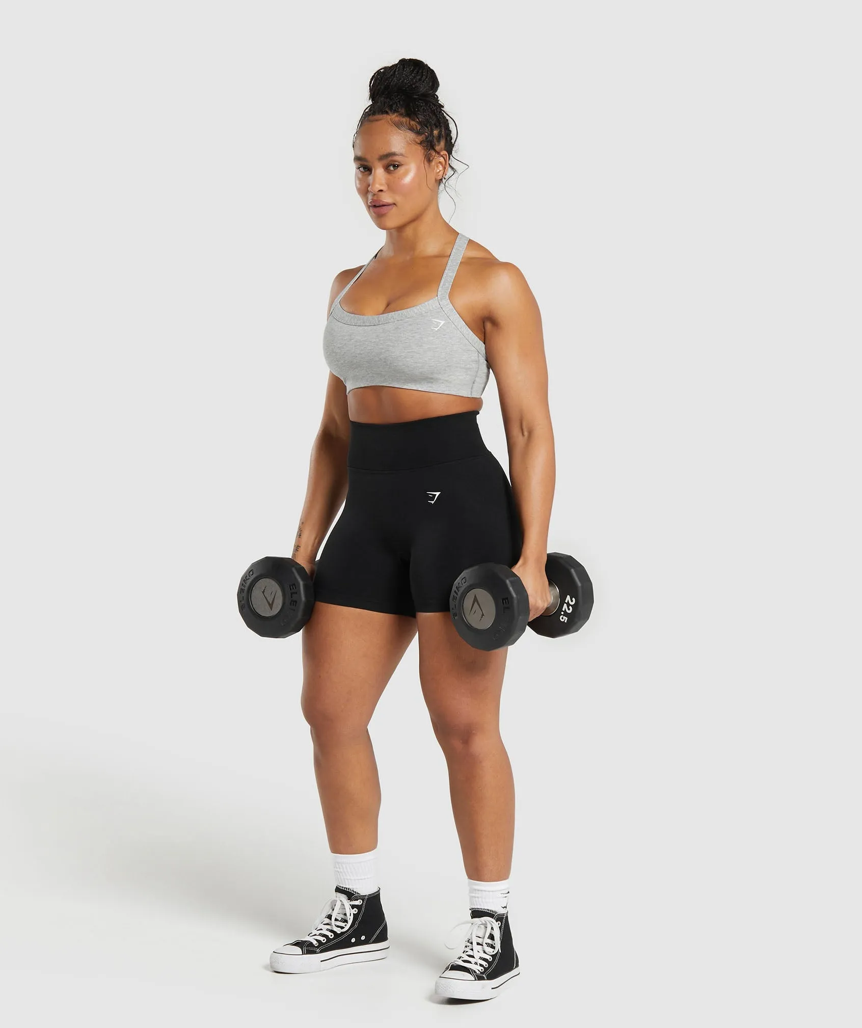 Gymshark Cotton Lifting Sports Bra - Light Grey Core Marl
