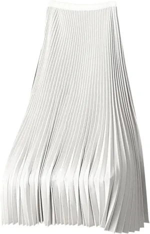 HGps8w Women's Metallic Shiny Shimmer Accordion Pleated Skirts Elegant Elastic Waist Party Long Maxi Skirt