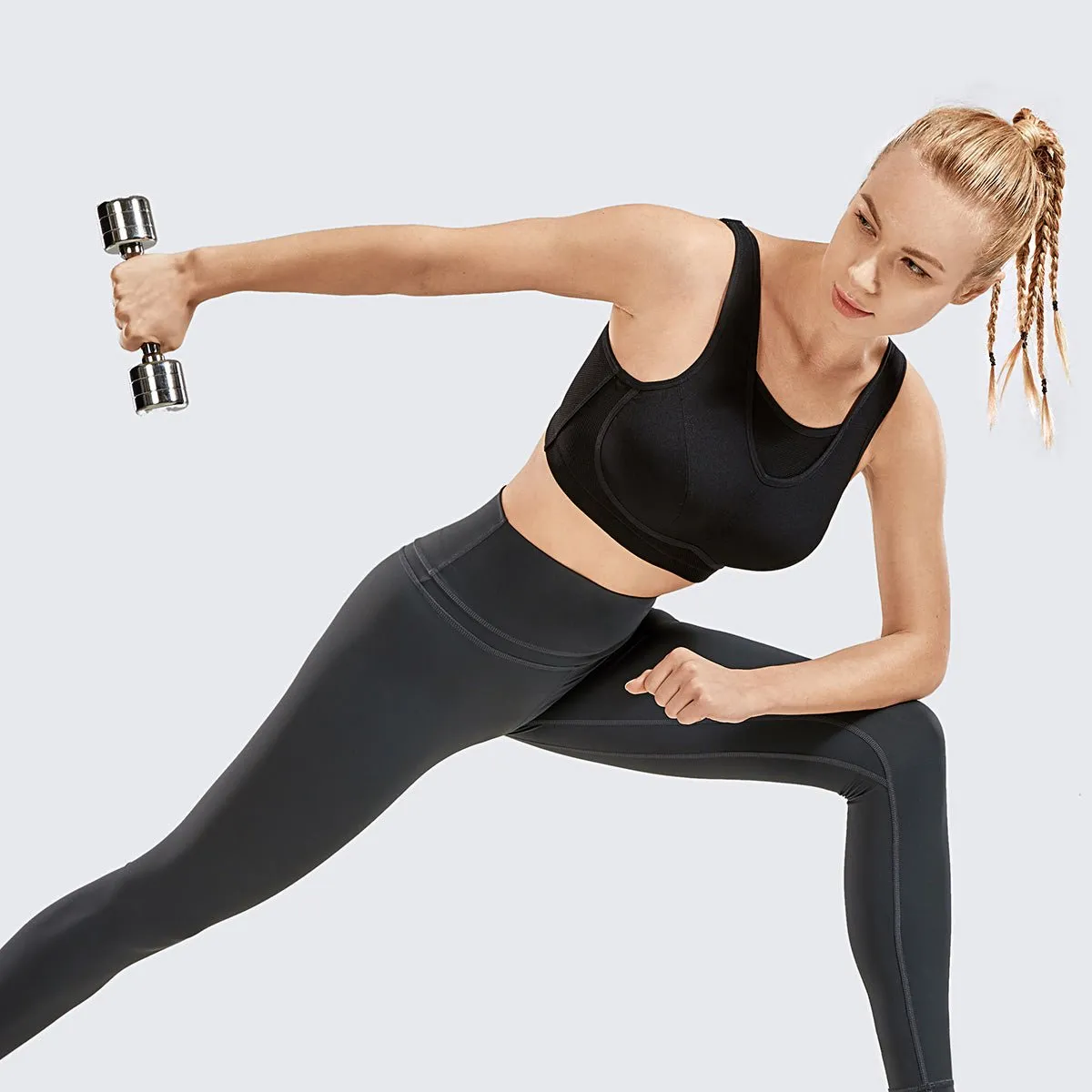 High Supportive Lightweight Wireless Bounce Control Black Sports Bra