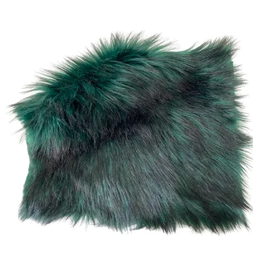 Hunter Green Black Husky Print Long Pile Shaggy Faux Fur Fabric