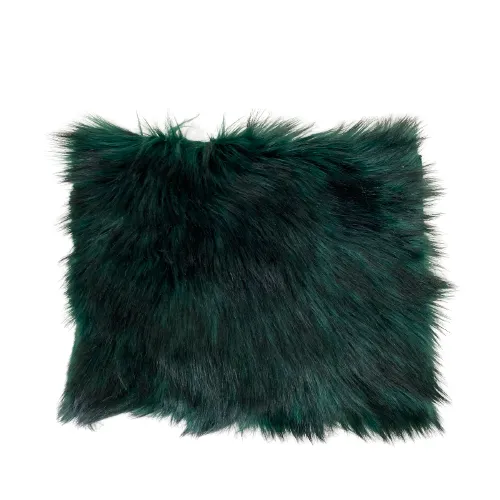 Hunter Green Black Husky Print Long Pile Shaggy Faux Fur Fabric