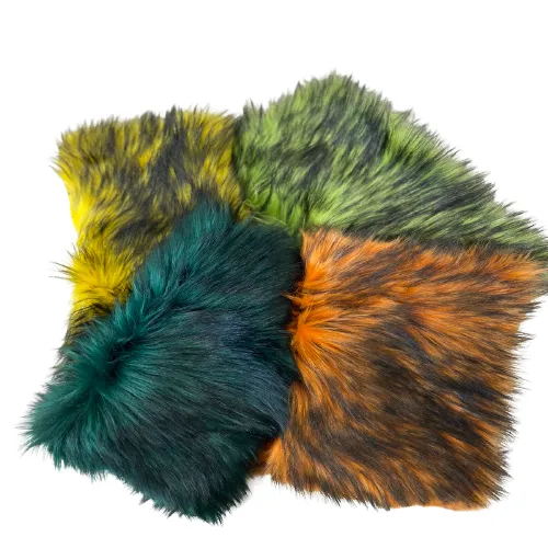 Hunter Green Black Husky Print Long Pile Shaggy Faux Fur Fabric