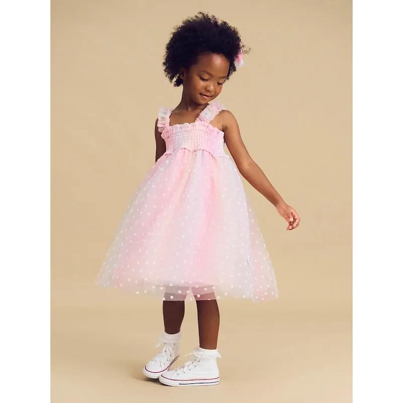 Huxbaby Daisy Sweetheart Shirred Tulle Dress