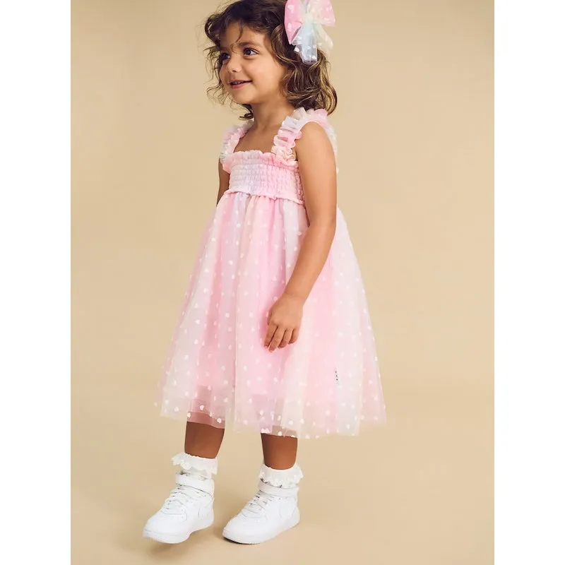 Huxbaby Daisy Sweetheart Shirred Tulle Dress