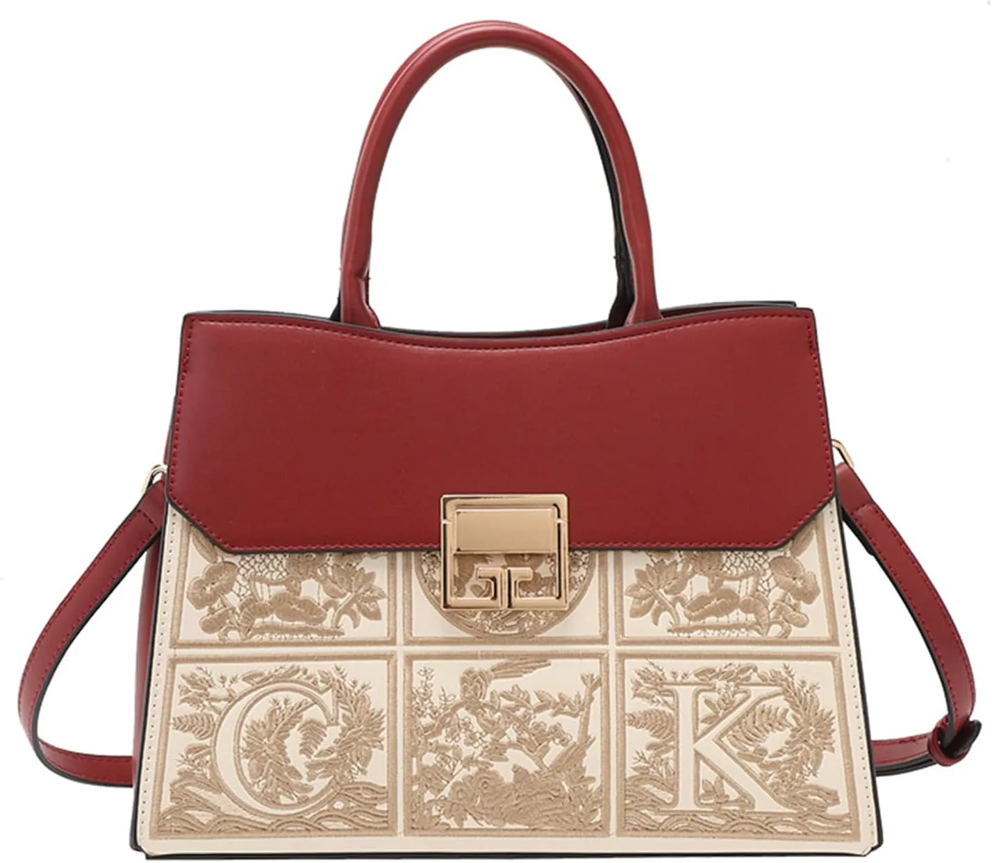 Luxury Top Handle Shoulder Bag for Women PU Leather Embroidery Tote Crossbody Party Wedding Satchel Handbag and Pursebag1686OWOISS