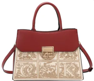 Luxury Top Handle Shoulder Bag for Women PU Leather Embroidery Tote Crossbody Party Wedding Satchel Handbag and Pursebag1686OWOISS