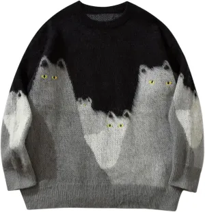 Men's Graphic Oversized Sweater Unisex Knit Aesthetic Sweaters Streetwear Casual Tunic Pullover Jumper