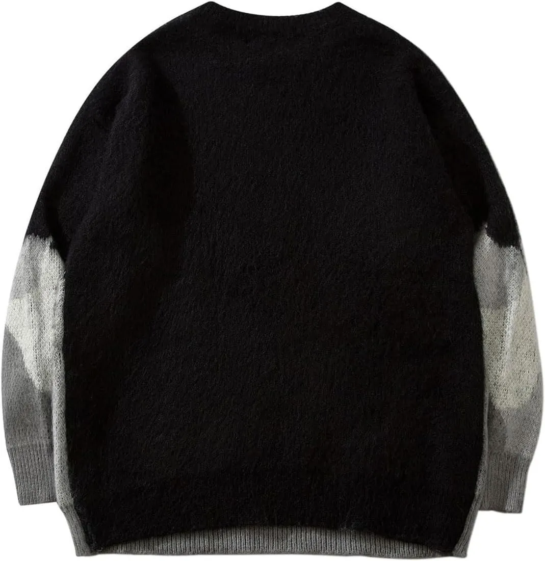 Men's Graphic Oversized Sweater Unisex Knit Aesthetic Sweaters Streetwear Casual Tunic Pullover Jumper