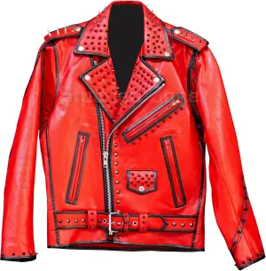 Men's Punk Rock Studded Spiked Leather Biker Jacket- Rider Vinatge Multicolor Brando Style Motorcycle Gothic Jacket