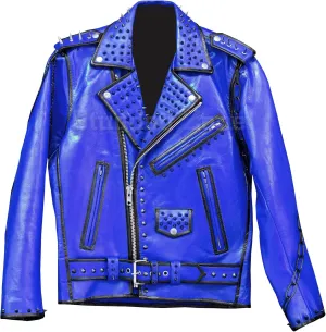 Men's Punk Rock Studded Spiked Leather Biker Jacket- Rider Vinatge Multicolor Brando Style Motorcycle Gothic Jacket