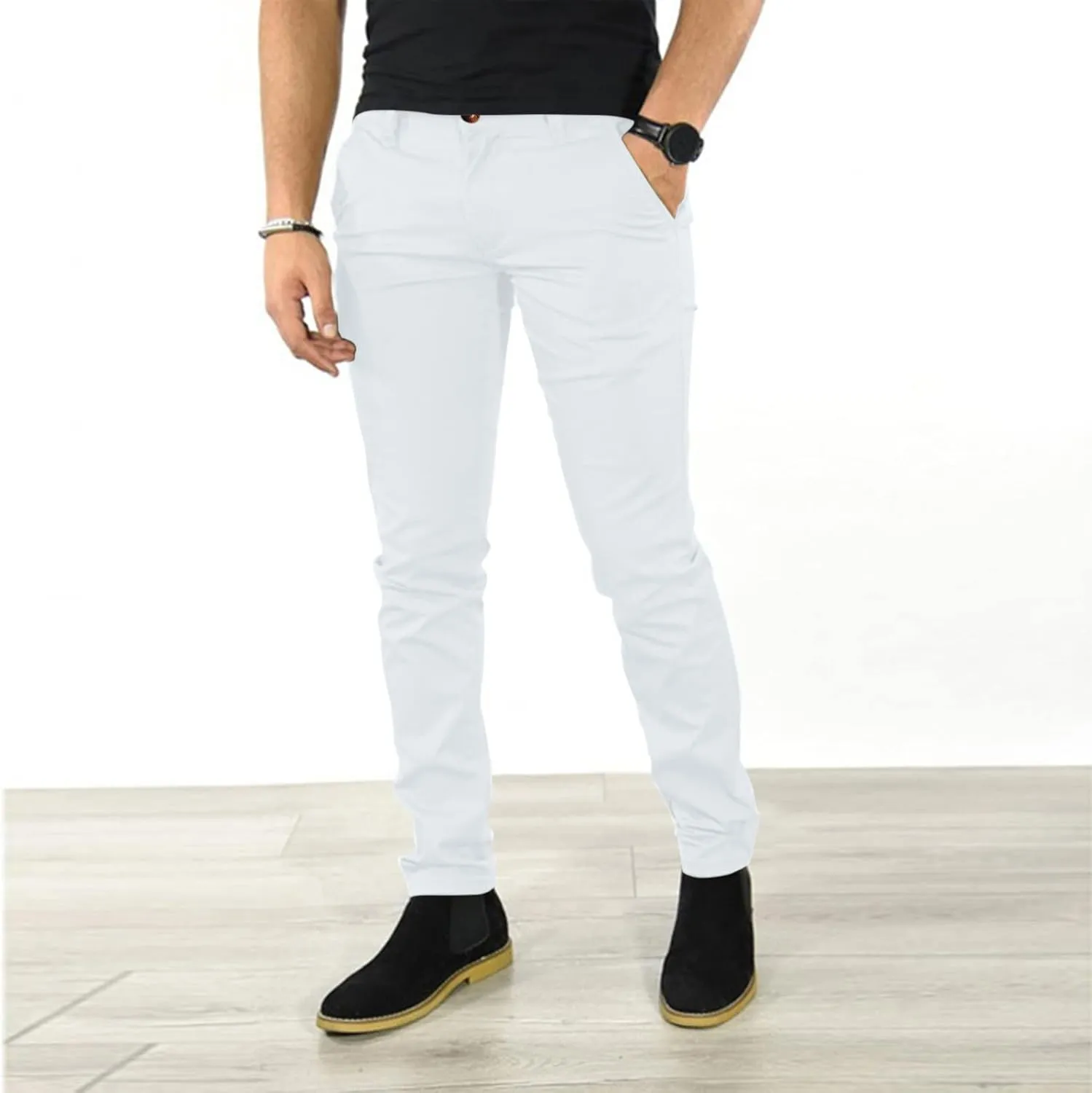 Mens Sweatpants Joggers Pants Man Classic Fit Multi Pockets Autumn & Winter Pants for Men Drawstring Cargo Flat Front