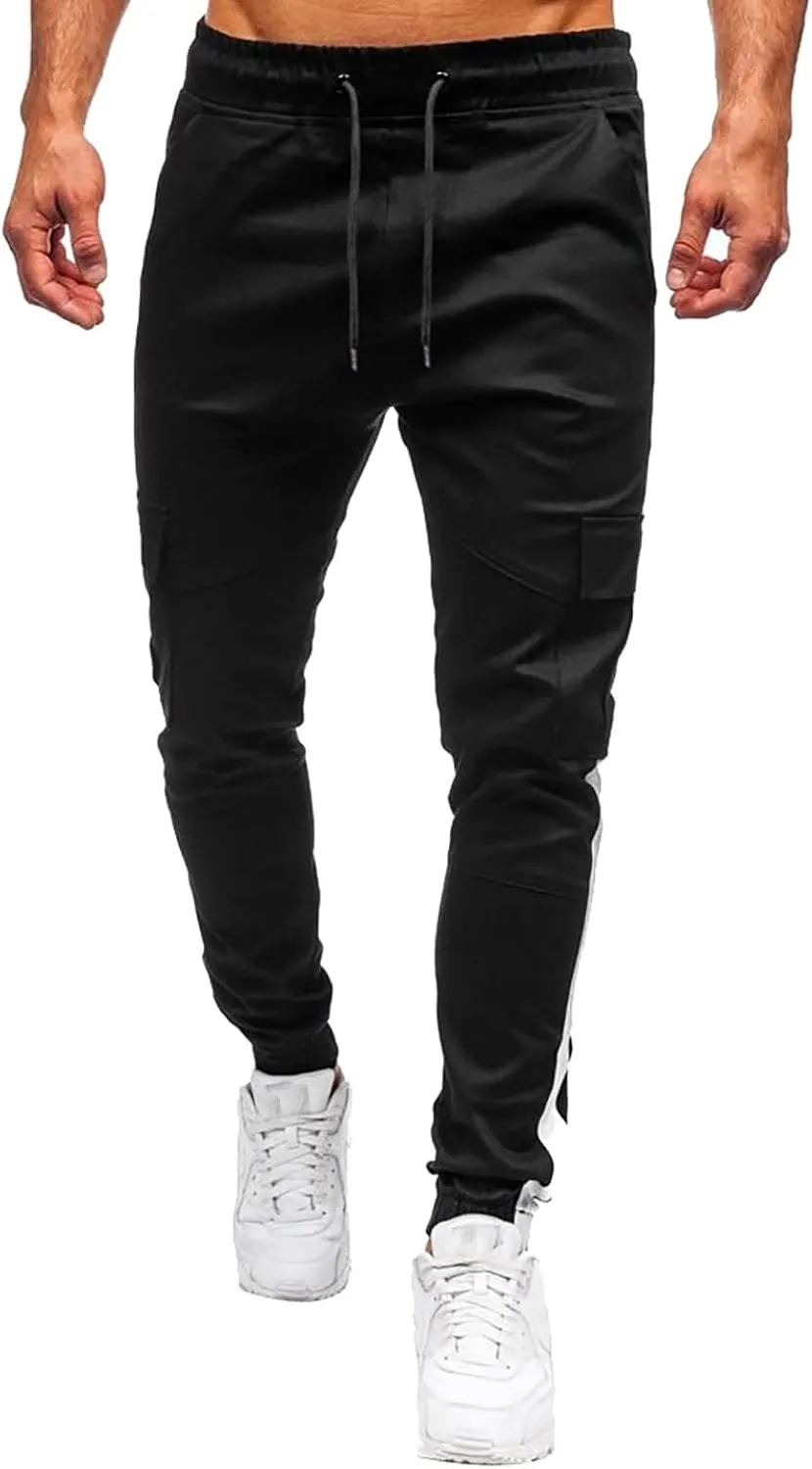 Mens Workout Cargo Sweatpants Pants Drawstring Sports Trousers for Men Mens Cargo Sweatpants Drawstring Elastic Waist
