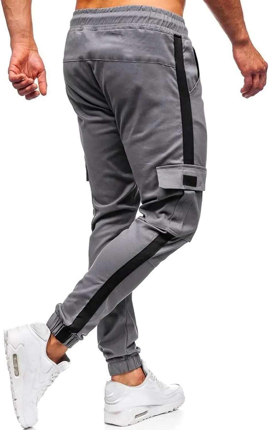 Mens Workout Cargo Sweatpants Pants Drawstring Sports Trousers for Men Mens Cargo Sweatpants Drawstring Elastic Waist