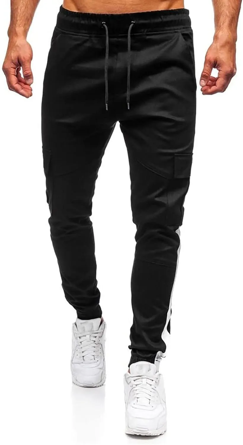 Mens Workout Cargo Sweatpants Pants Drawstring Sports Trousers for Men Mens Cargo Sweatpants Drawstring Elastic Waist