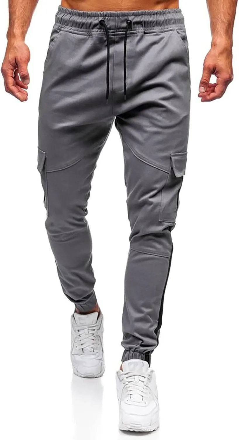 Mens Workout Cargo Sweatpants Pants Drawstring Sports Trousers for Men Mens Cargo Sweatpants Drawstring Elastic Waist
