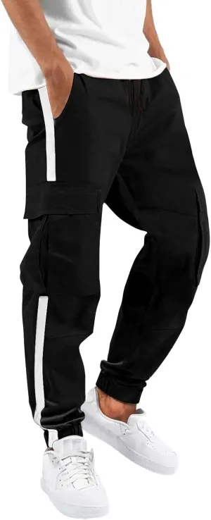 Mens Workout Cargo Sweatpants Pants Drawstring Sports Trousers for Men Mens Cargo Sweatpants Drawstring Elastic Waist