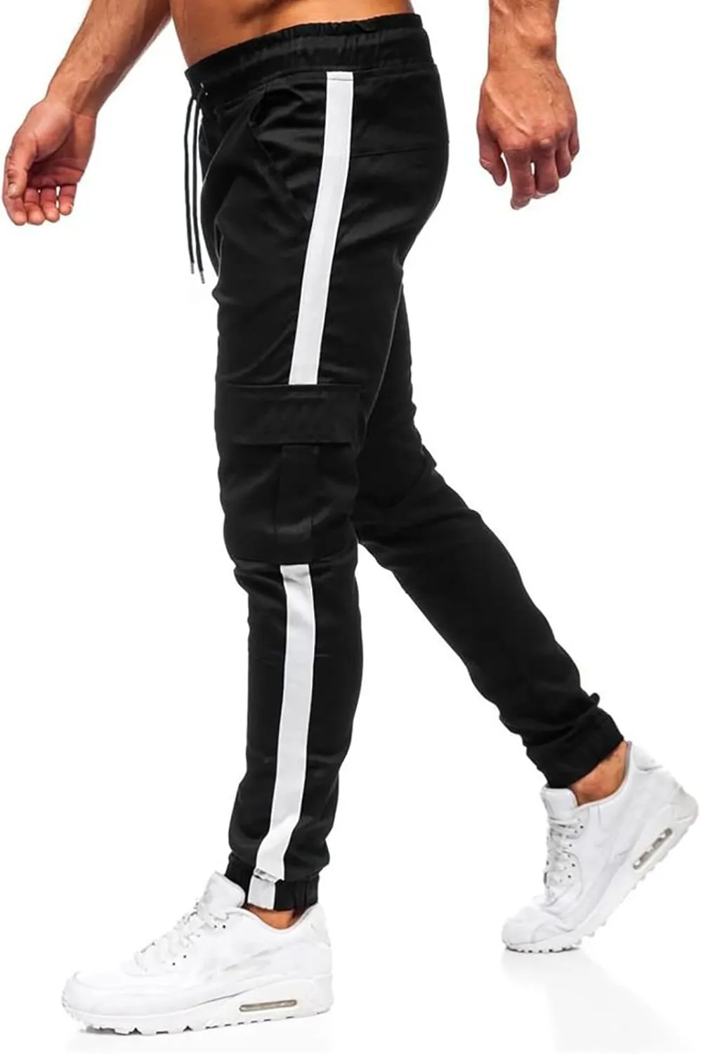 Mens Workout Cargo Sweatpants Pants Drawstring Sports Trousers for Men Mens Cargo Sweatpants Drawstring Elastic Waist