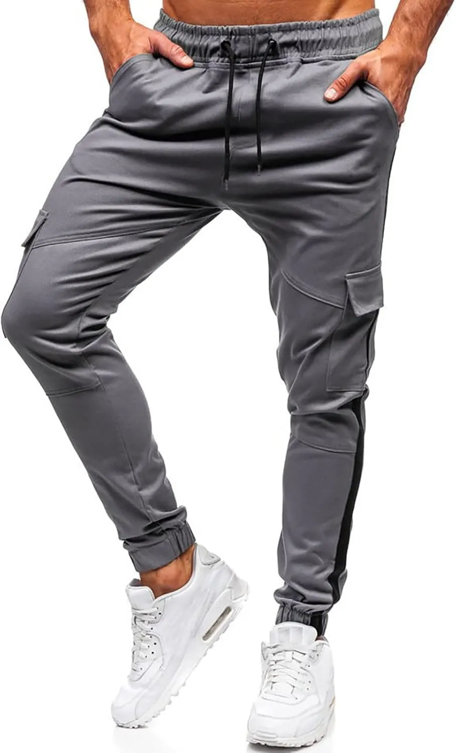 Mens Workout Cargo Sweatpants Pants Drawstring Sports Trousers for Men Mens Cargo Sweatpants Drawstring Elastic Waist