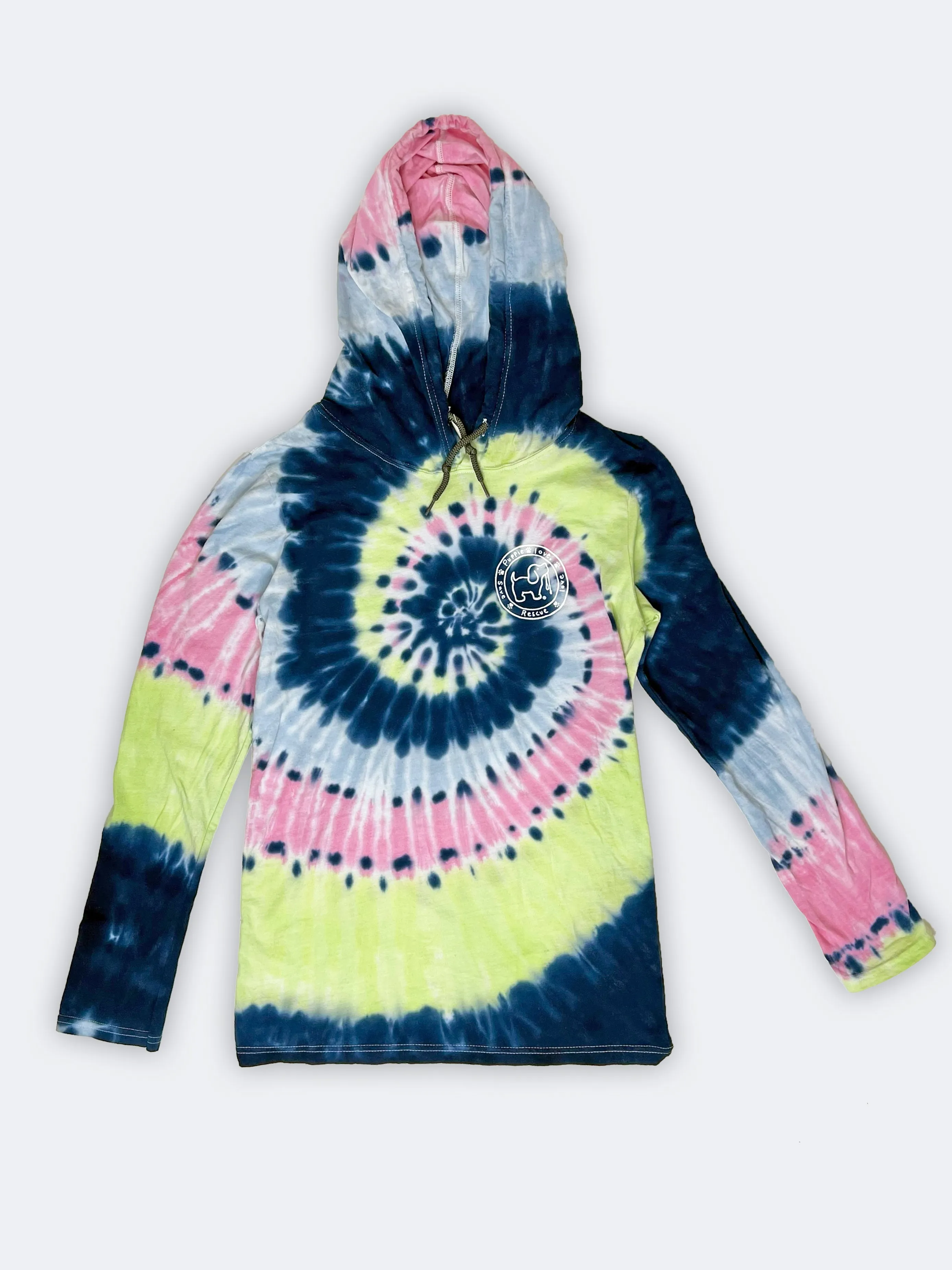 MIDNIGHT PASTEL TIE DYE PUP, ADULT HOODIE TEE