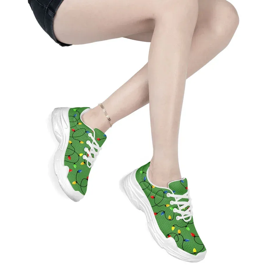 Personalized Xmas Fashion Sneakers, Custom Cheer Holidays Shoes, Breathable Chunky Shoes , Best Christmas Gift