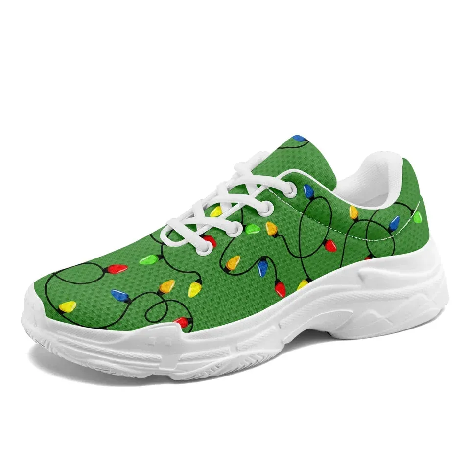 Personalized Xmas Fashion Sneakers, Custom Cheer Holidays Shoes, Breathable Chunky Shoes , Best Christmas Gift