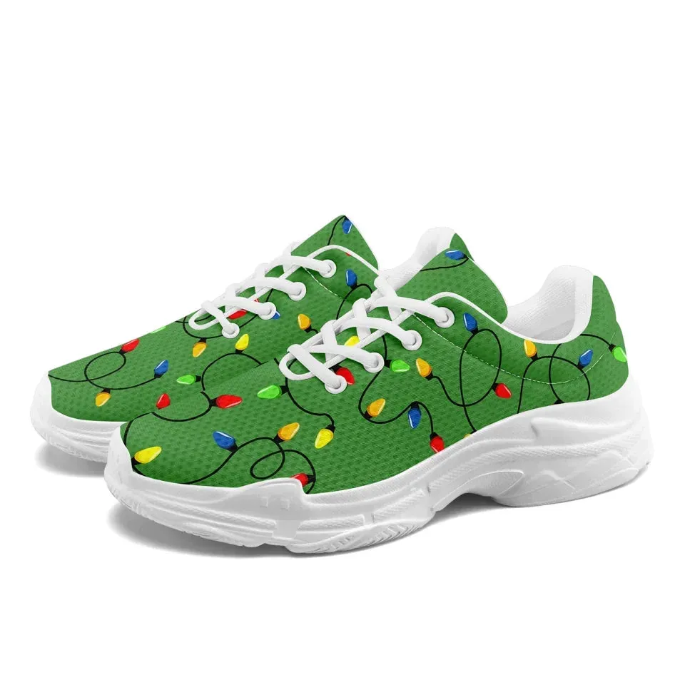 Personalized Xmas Fashion Sneakers, Custom Cheer Holidays Shoes, Breathable Chunky Shoes , Best Christmas Gift