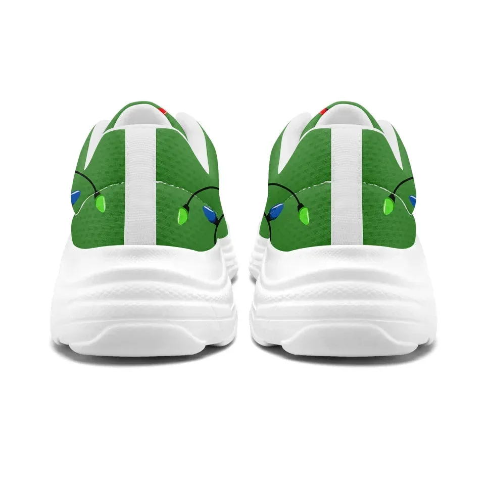 Personalized Xmas Fashion Sneakers, Custom Cheer Holidays Shoes, Breathable Chunky Shoes , Best Christmas Gift