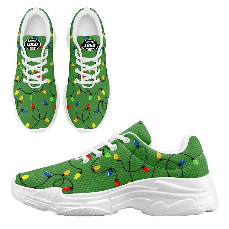 Personalized Xmas Fashion Sneakers, Custom Cheer Holidays Shoes, Breathable Chunky Shoes , Best Christmas Gift