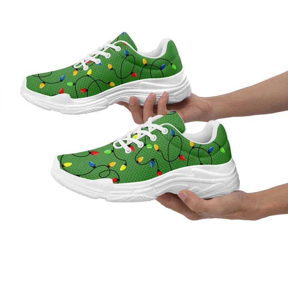 Personalized Xmas Fashion Sneakers, Custom Cheer Holidays Shoes, Breathable Chunky Shoes , Best Christmas Gift