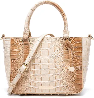 PU Leather Top Handle Handbag for Women Vintage Crocodile Print Large Capacity Satchel Daily Work Crossbody Shoulder Bagbag1010OWOISS